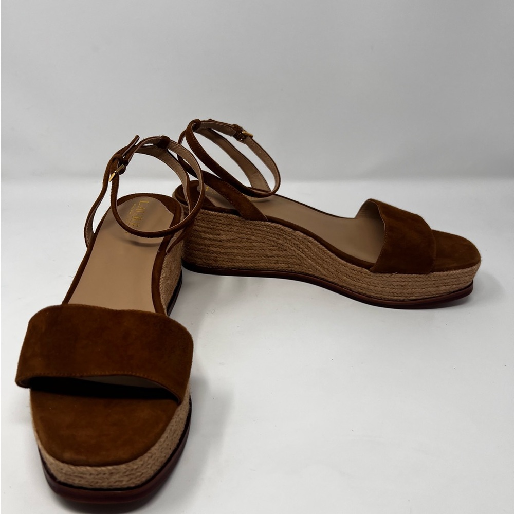 Ralph Lauren Leona Espadrille Size 10 Suede Brown Platform Wedge sandals New - Picture 4 of 12